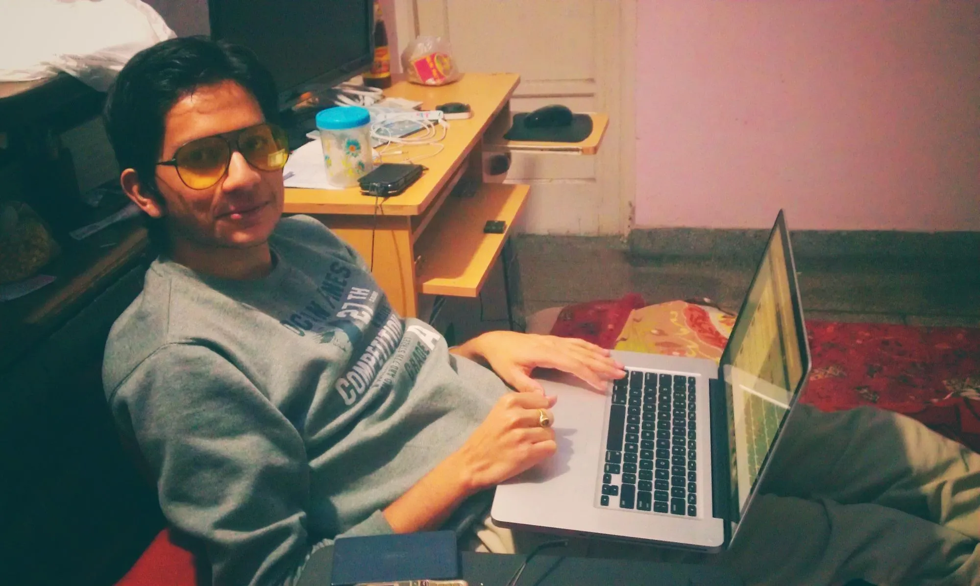 Tushar working on his MacBook in December 2011